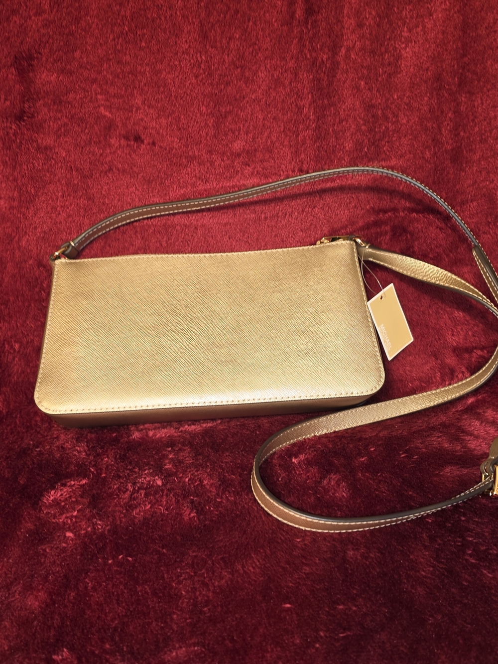 NWT Michael Kors Metallic Gold Crossbody Bag - Picture 2 of 6